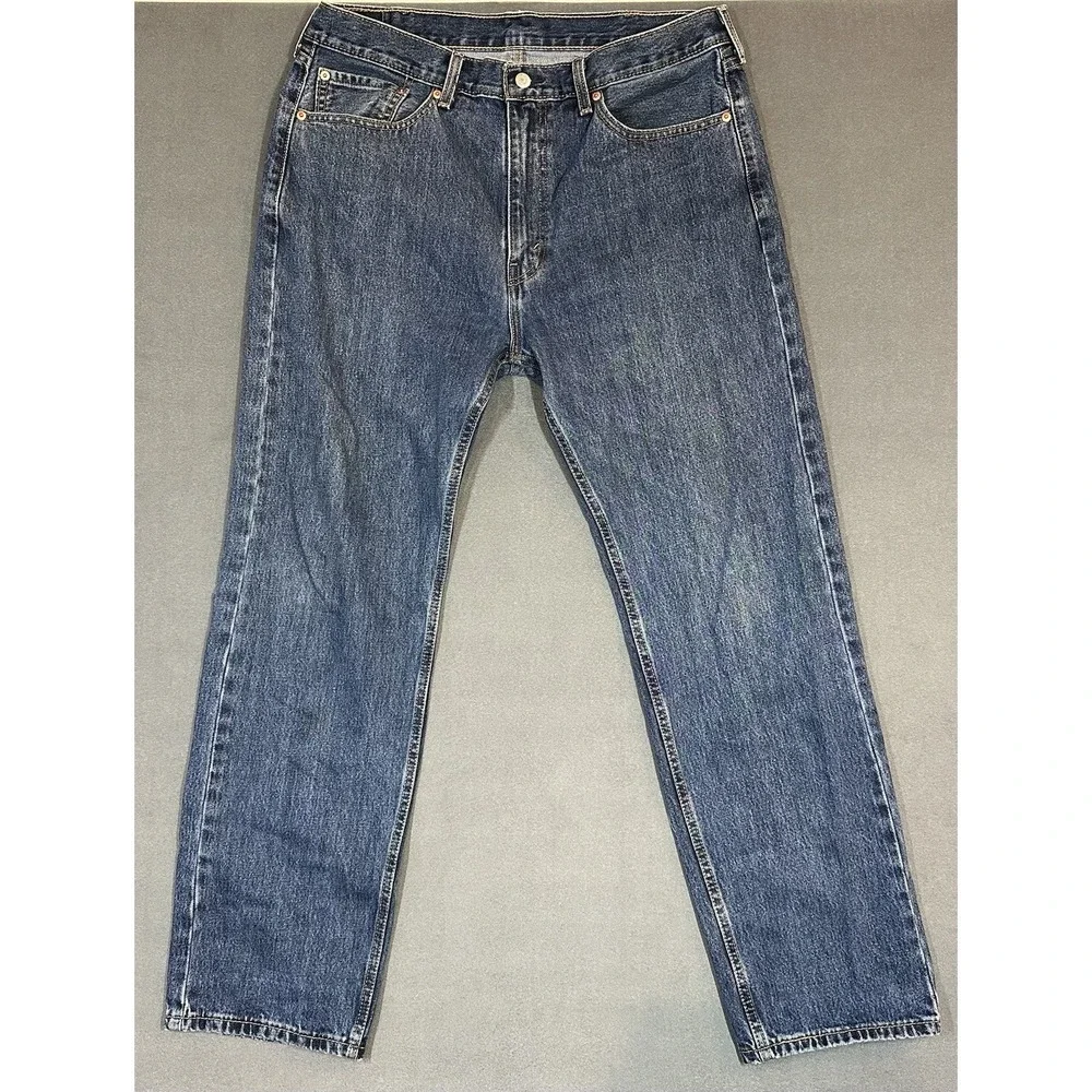 Levi's 505 Jeans Regular Straight Fit Mens Dark Blue Denim Size 38x32